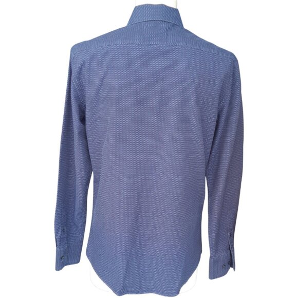 Linea In SZ 15 Slim Fit Woven Blue Button Up Non-Iron Men's Shirt - Picture 3 of 14